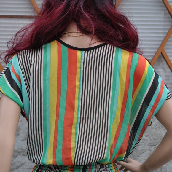 Women's fancy sleeveless Multicolor Print Chiffon Fabric Light Weight. Loose top - Picture 5 of 5